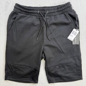 True Born Mens Black Shorts Knit Drawstring Waist Zipper Pockets‎ Size S